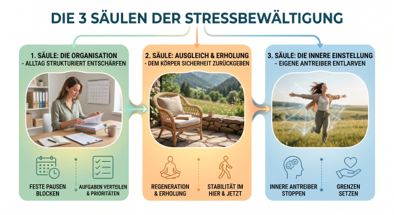 Die 3 Säulen der Stressbewältigung: Wie du die Balance im Alltag zurückgewinnst